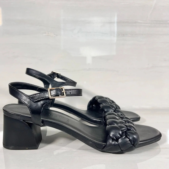 Anne Klein Mirabel Womens Faux Leather Open Toe Block Heel Black Size 8 - Picture 2 of 8